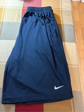 Nike Navy Athletic Shorts with White Swoosh